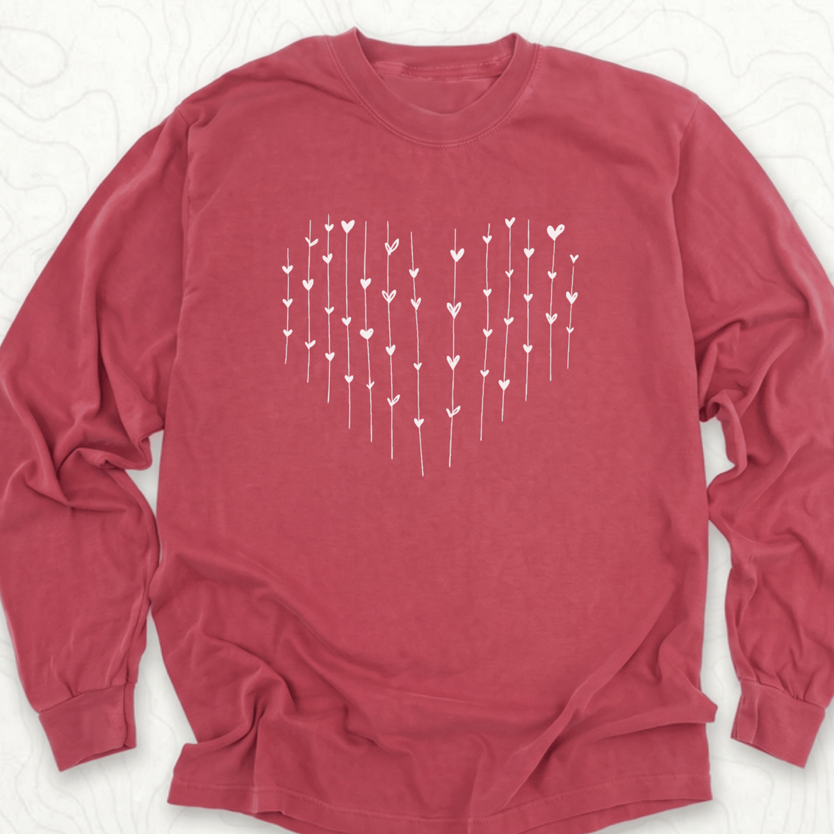 Heart Arrows LS T-shirt - Crimson
