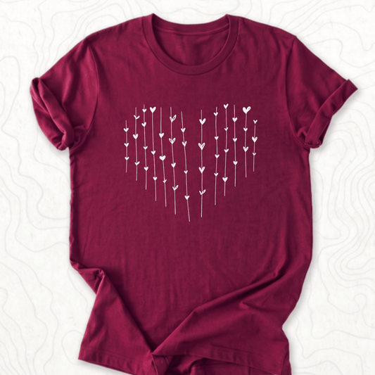 Heart Arrows Tee - Maroon
