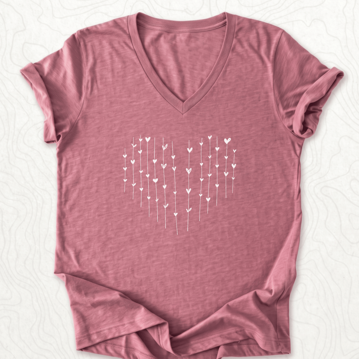 Heart Arrows V-Neck - Heather Mauve
