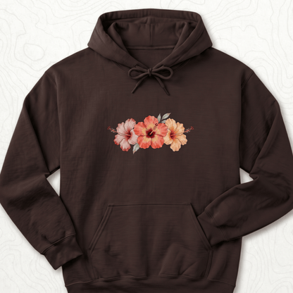 Hibiscus Flowers Hoodie - Dark Chocolate