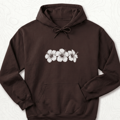 Hibiscus Flowers Hoodie - Dark Chocolate