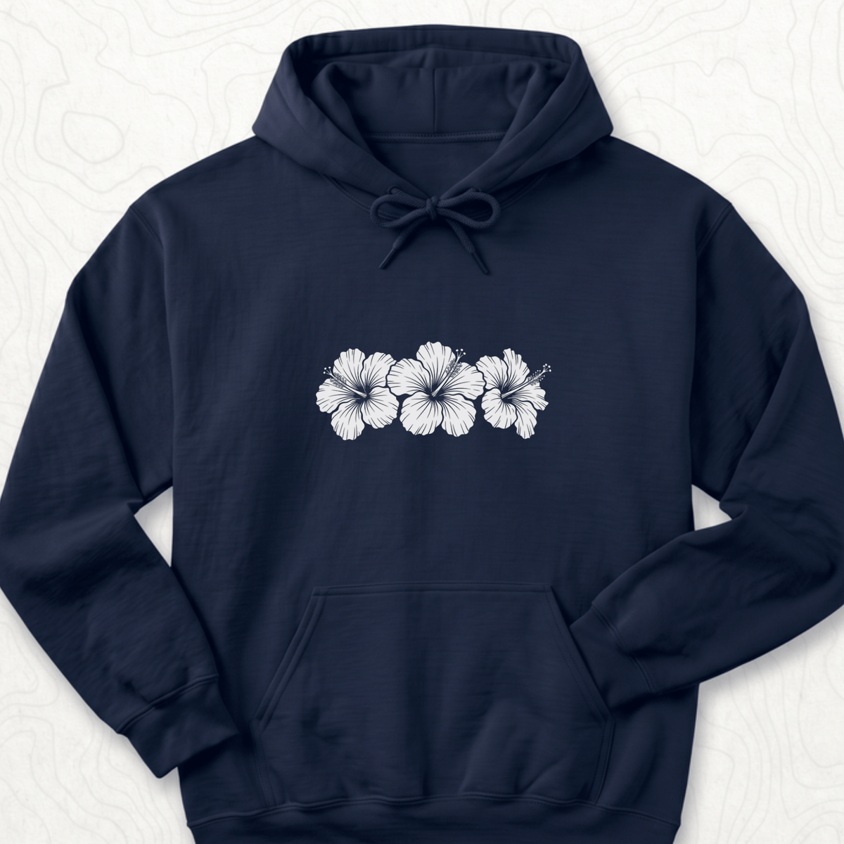 Hibiscus Flowers Hoodie - Navy