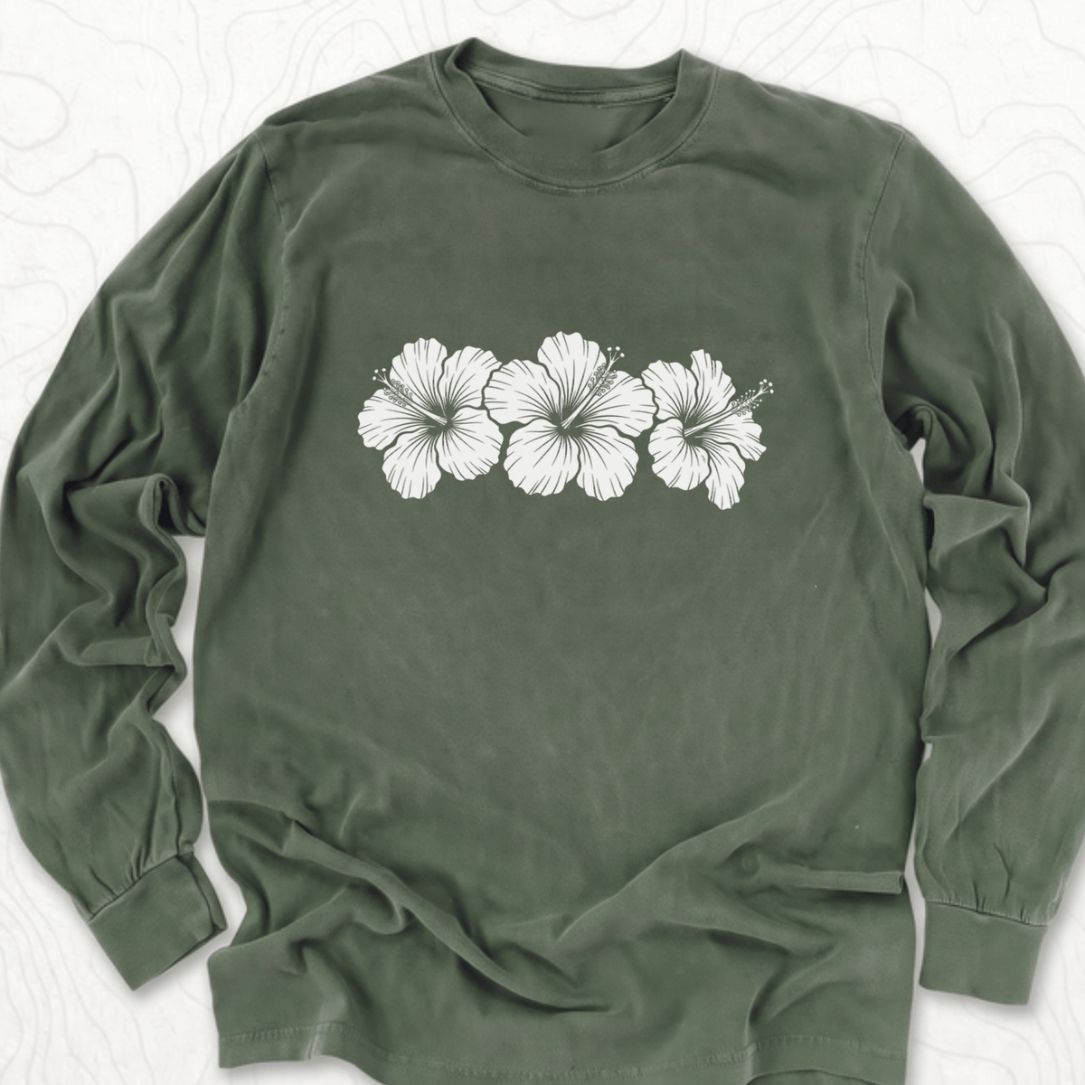 Hibiscus Flowers LS T-shirt - Hemp
