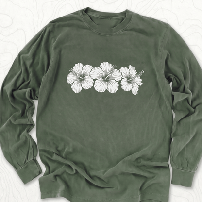 Hibiscus Flowers LS T-shirt - Hemp
