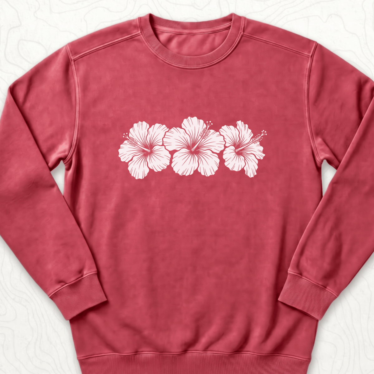 Hibiscus Flowers Sweatshirt - Crimson