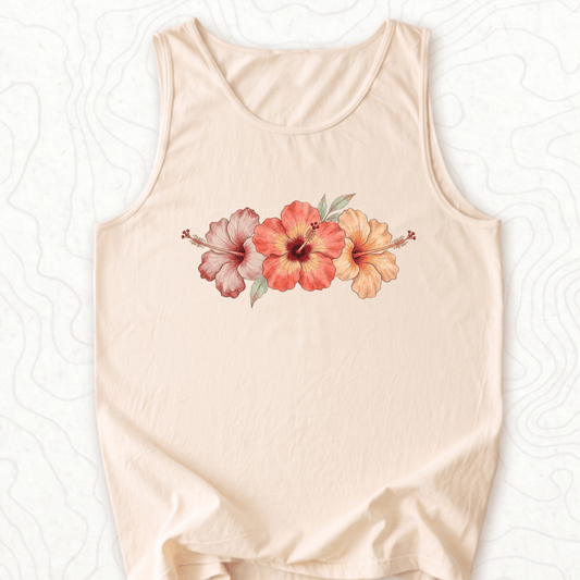 Hibiscus Flowers Tank Top - Ivory