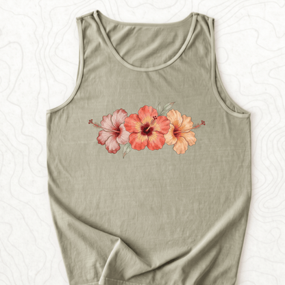 Hibiscus Flowers Tank Top - Sandstone