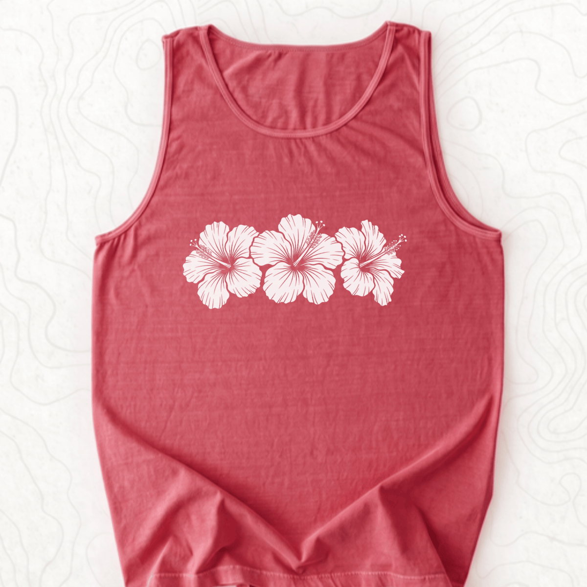 Hibiscus Flowers Tank Top - Crimson