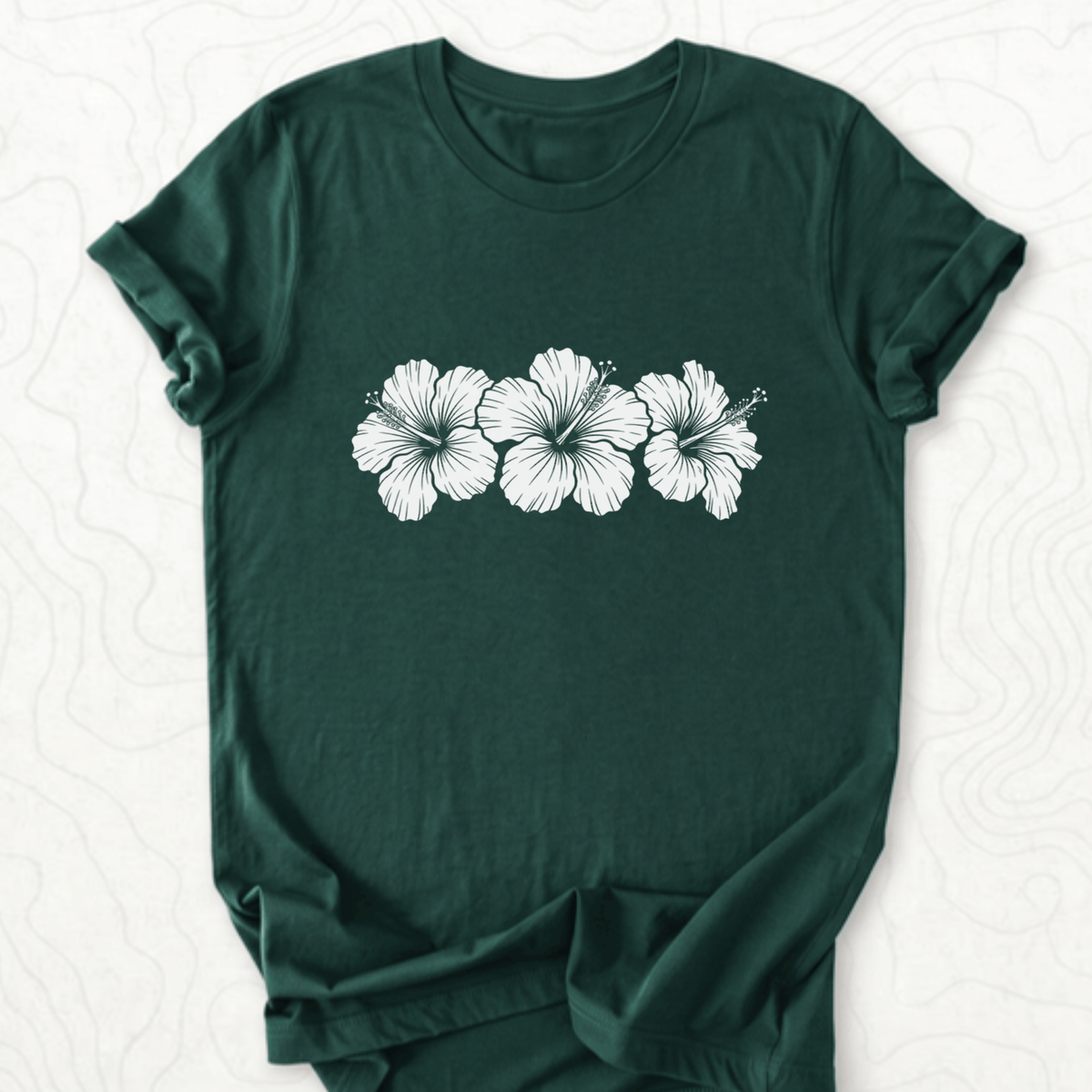 Hibiscus Flowers Tee - Forest