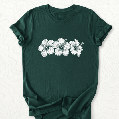 Hibiscus Flowers Tee - Forest