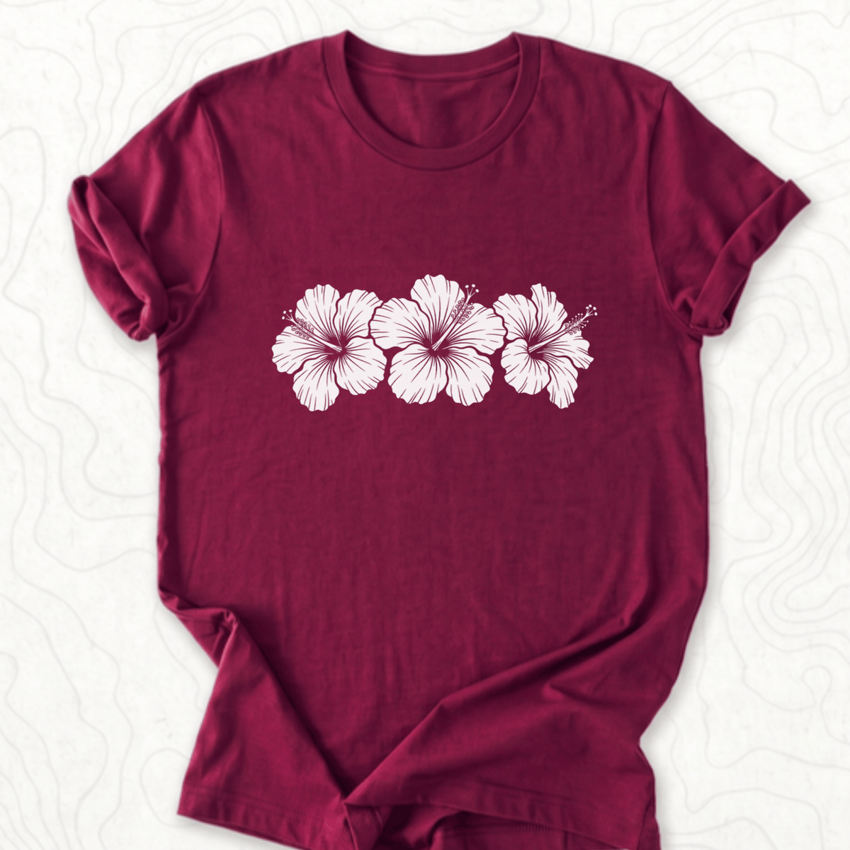 Hibiscus Flowers Tee - Maroon