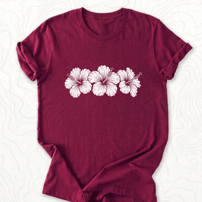 Hibiscus Flowers Tee - Maroon