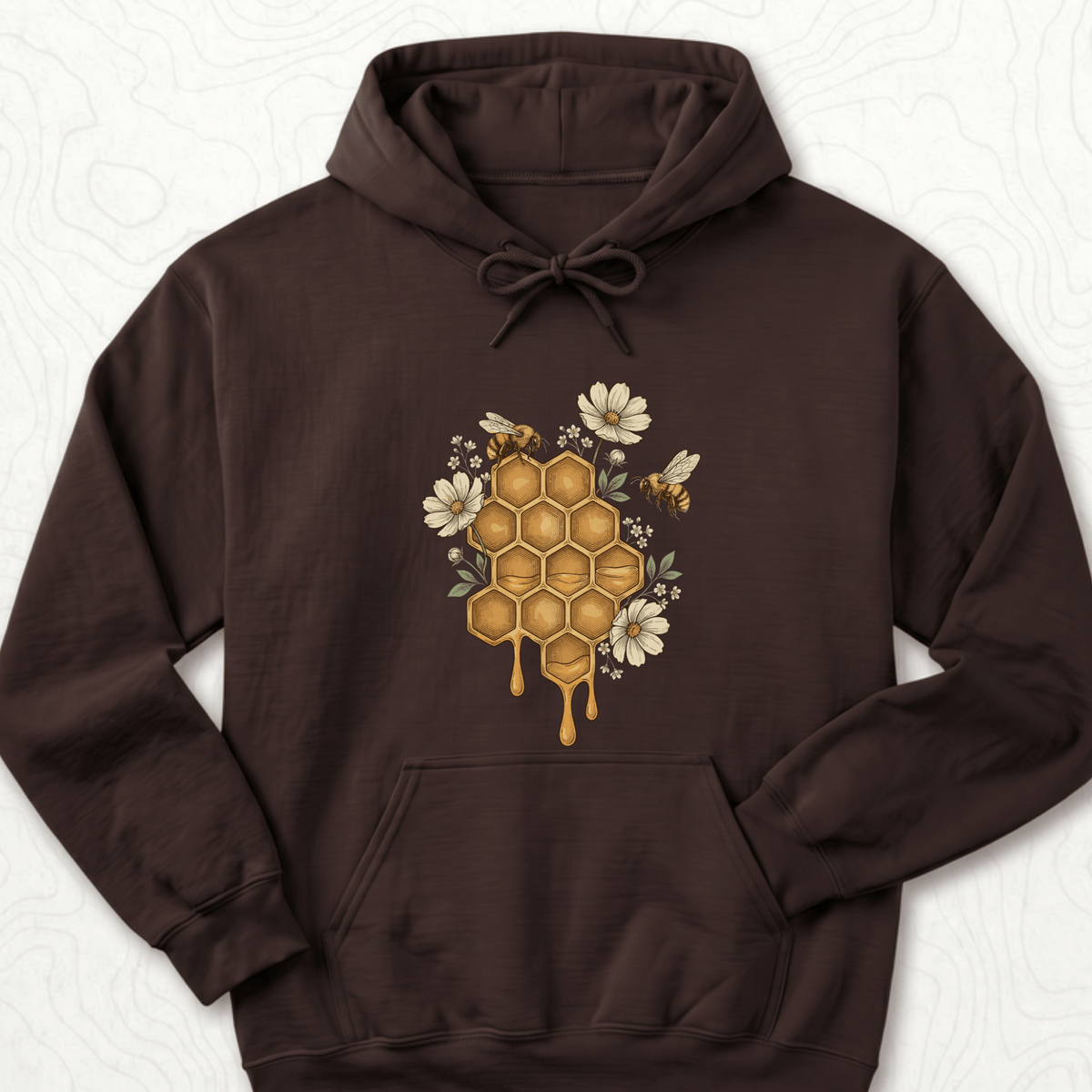 Honeycomb Bees Hoodie - Dark Chocolate