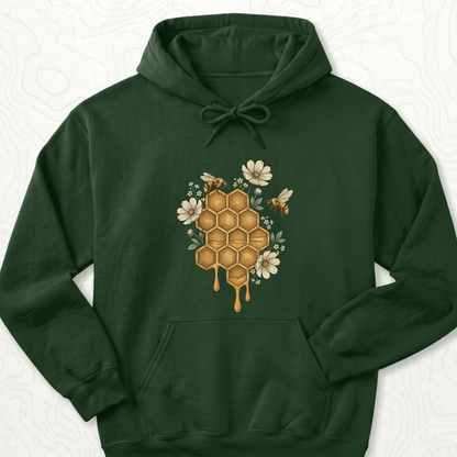 Honeycomb Bees Hoodie - Forest Green