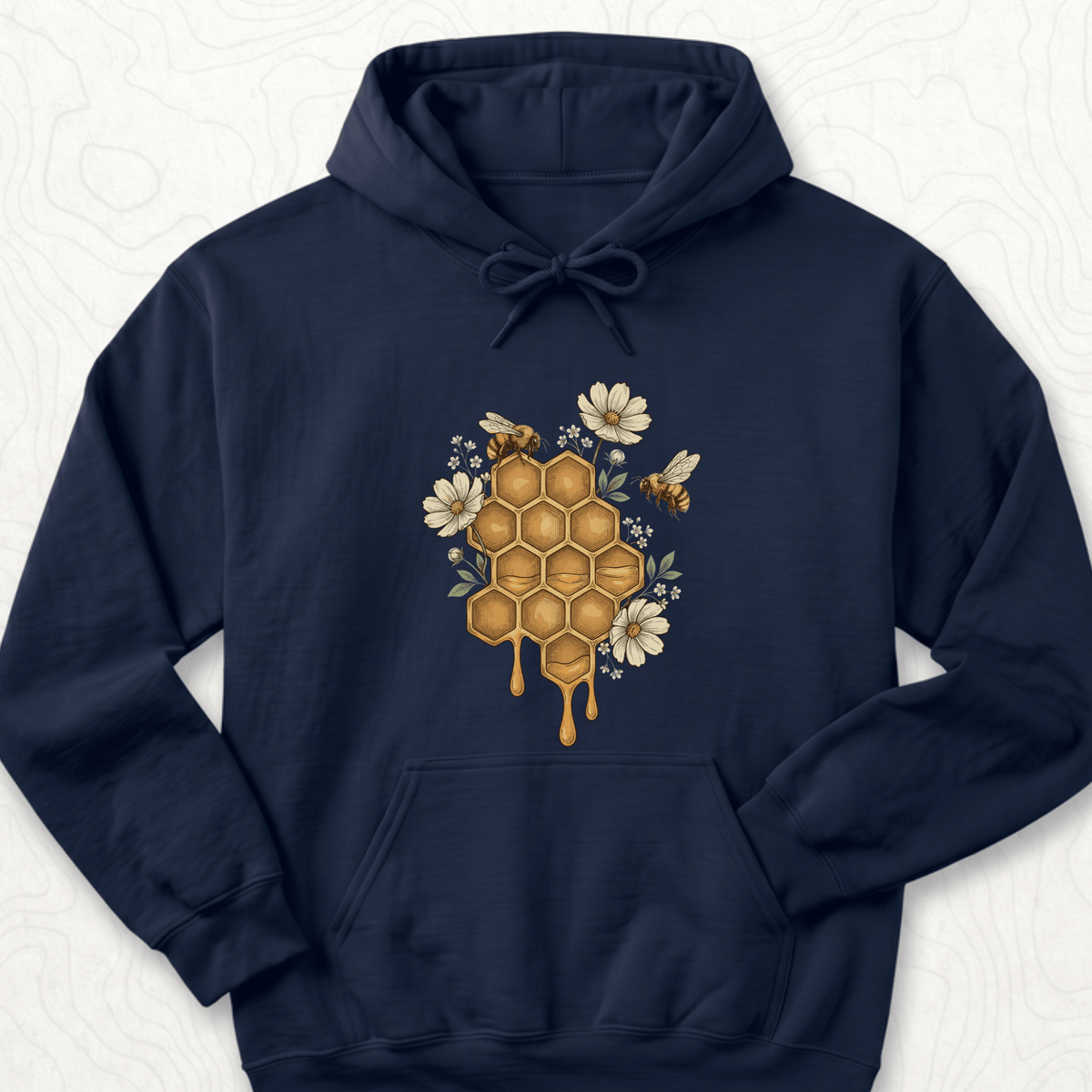 Honeycomb Bees Hoodie - Navy