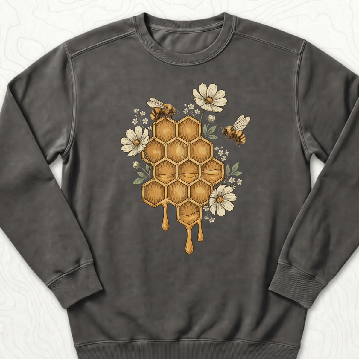 Honeycomb Bees Sweatshirt - Pepper