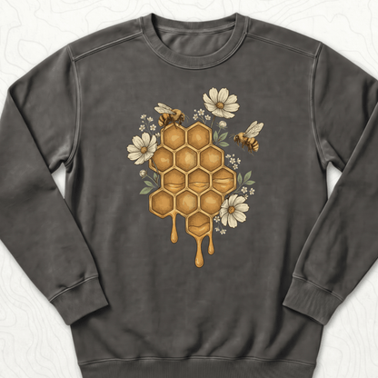 Honeycomb Bees Sweatshirt - Pepper