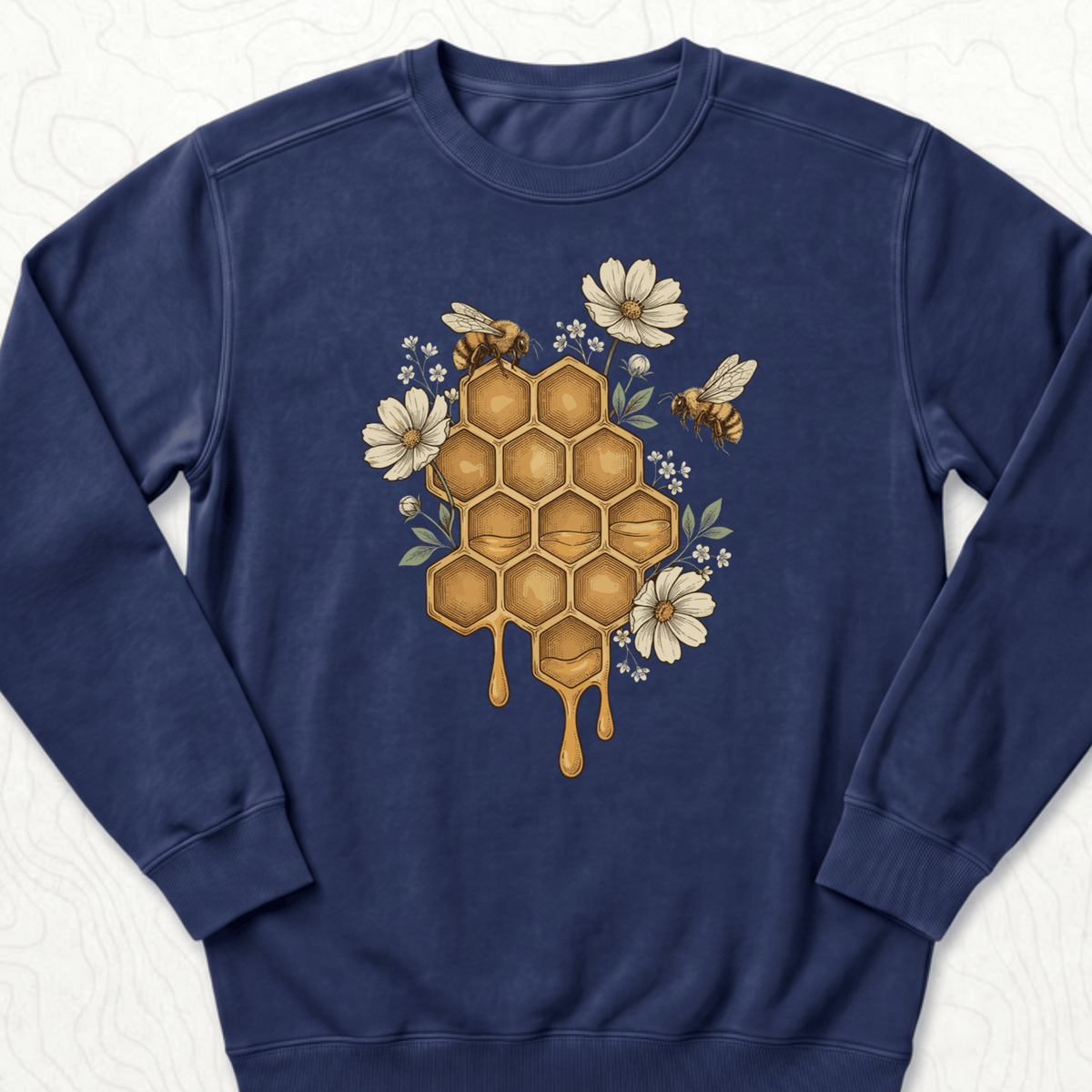 Honeycomb Bees Sweatshirt - True Navy
