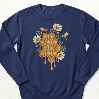 Honeycomb Bees Sweatshirt - True Navy