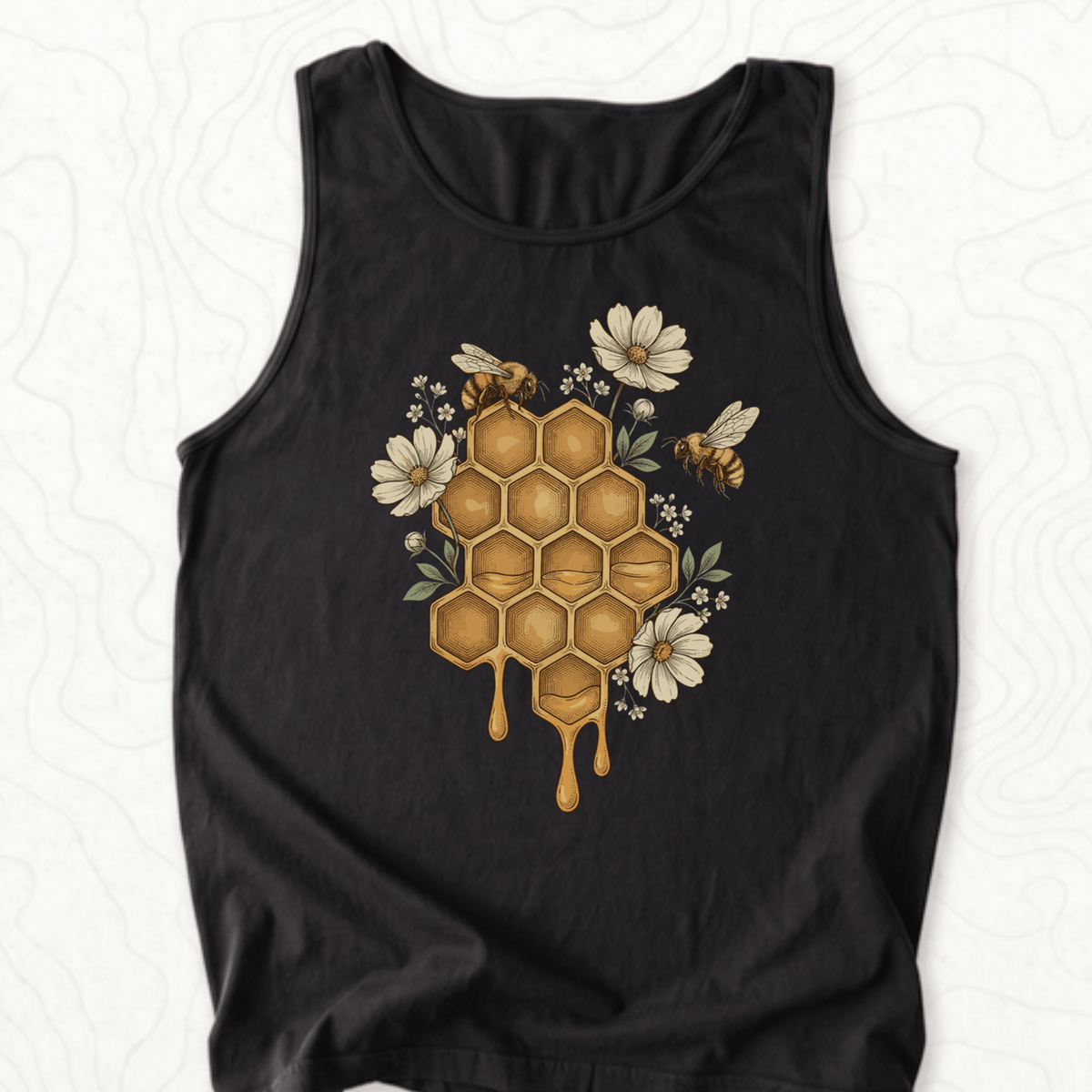 Honeycomb Bees Tank Top - Black