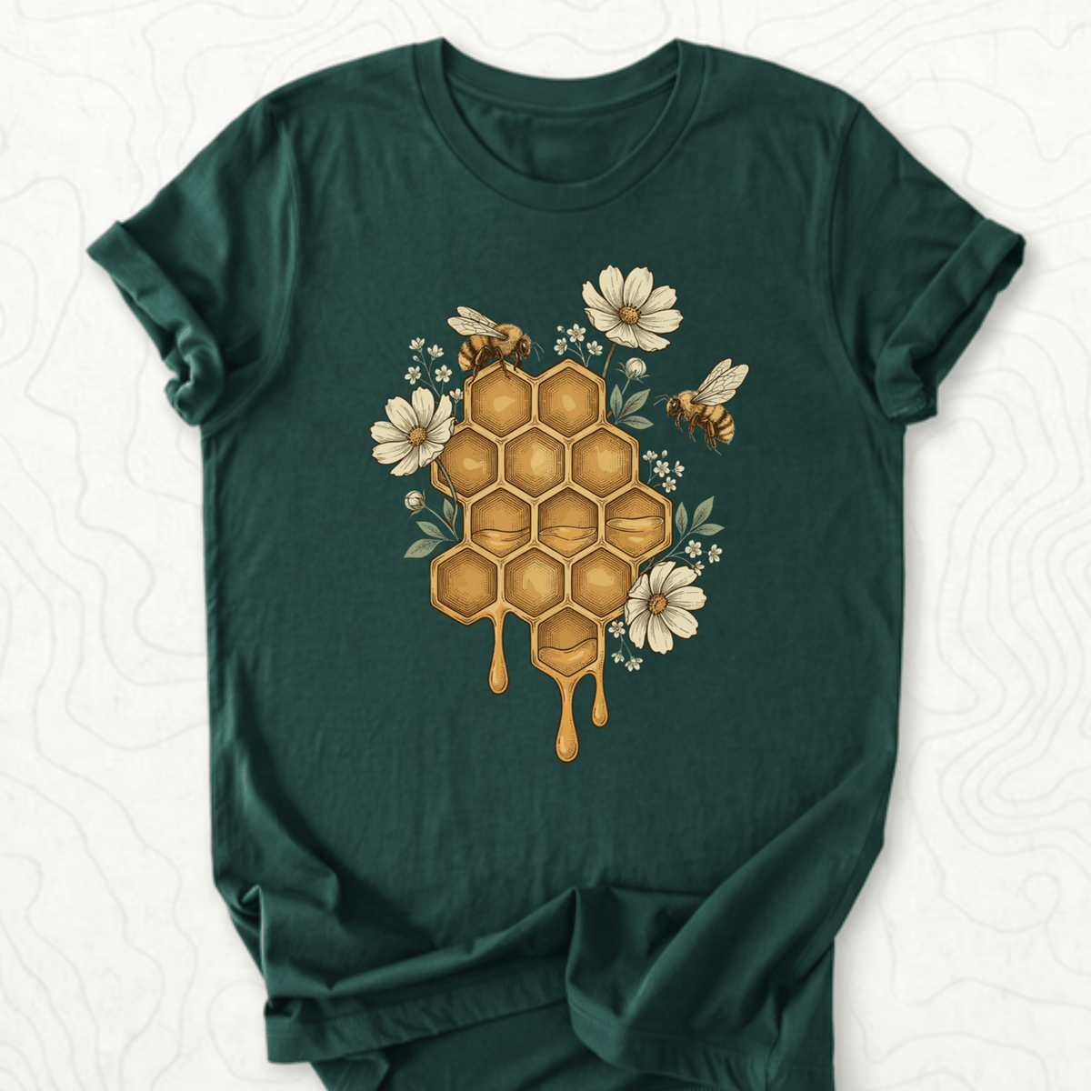 Honeycomb Bees Tee - Forest
