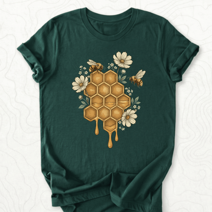 Honeycomb Bees Tee - Forest