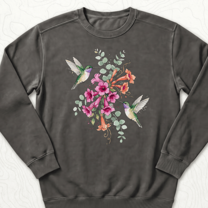 Hummingbird Bouquet Sweatshirt - Pepper
