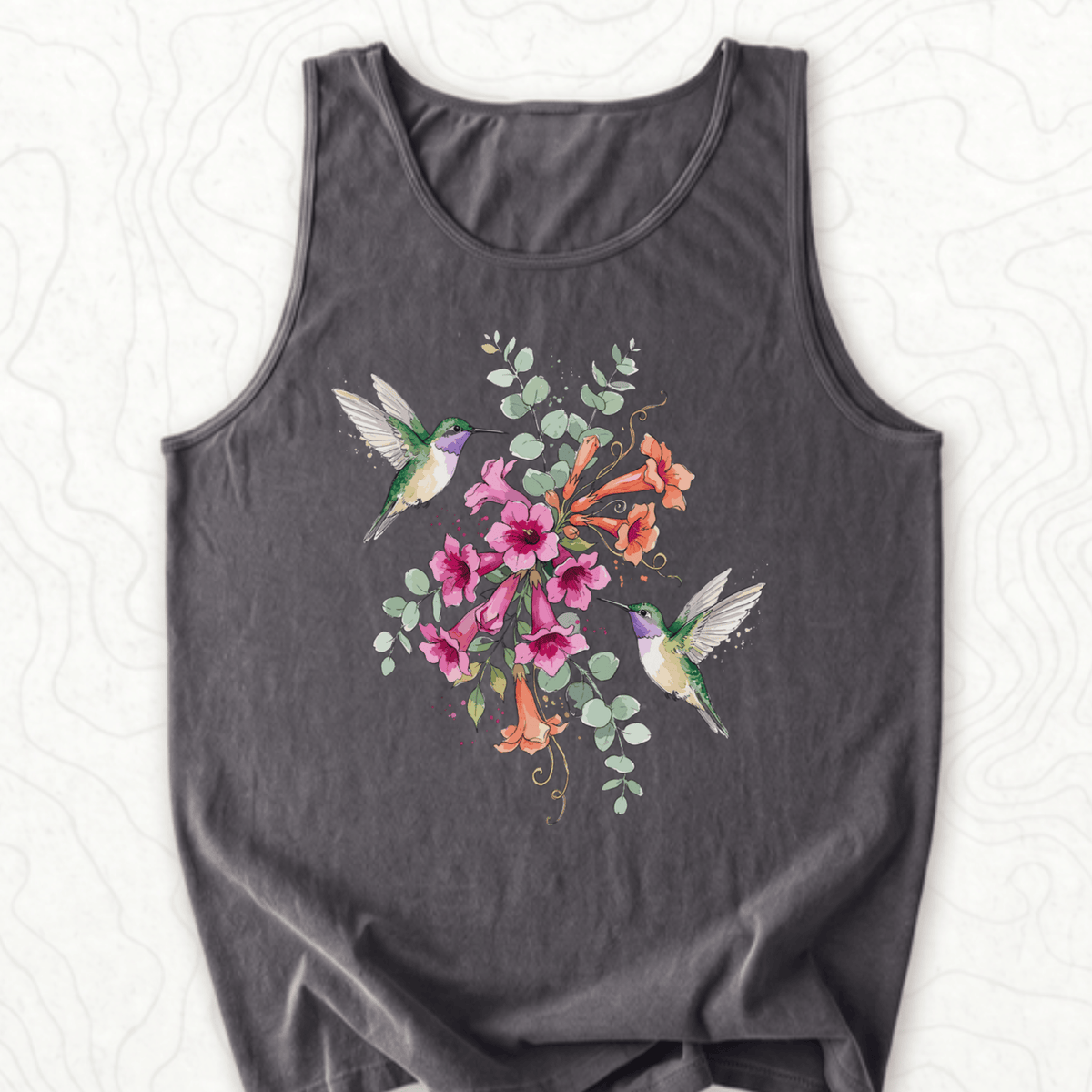 Hummingbird Bouquet Tank Top - Pepper