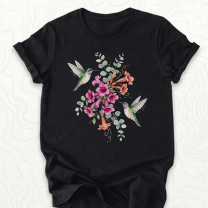 Hummingbird Bouquet Tee - Black