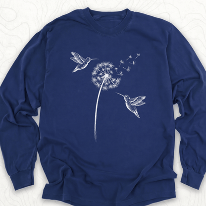 Hummingbird Dandelion LS T-shirt - True Navy