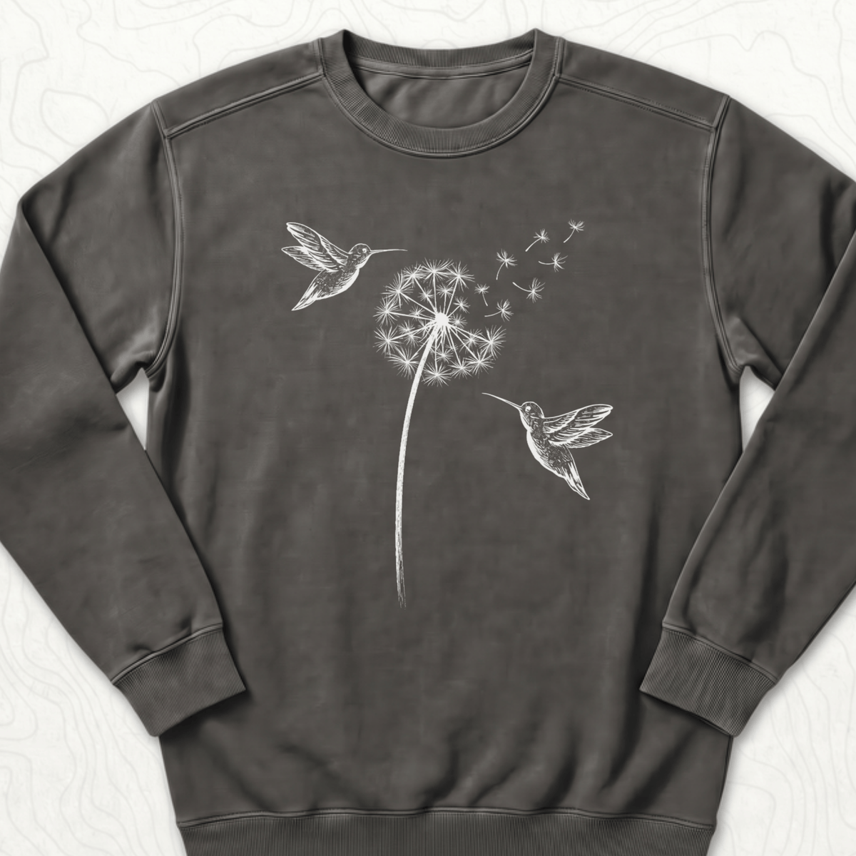 Hummingbird Dandelion Sweatshirt - Pepper