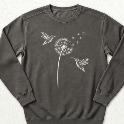 Hummingbird Dandelion Sweatshirt - Pepper