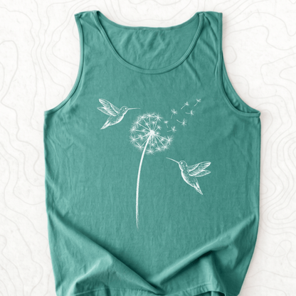 Hummingbird Dandelion Tank Top - Light Green