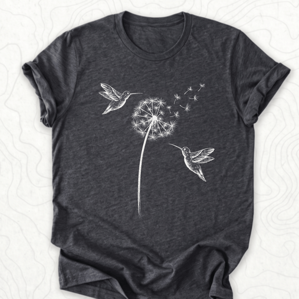 Hummingbird Dandelion Tee - Dark Grey Heather
