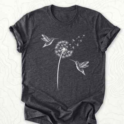 Hummingbird Dandelion Tee - Dark Grey Heather