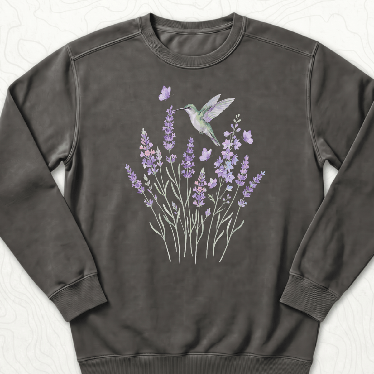 Hummingbird Lavender Sweatshirt - Pepper