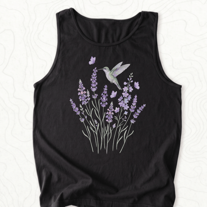 Hummingbird Lavender Tank Top - Black