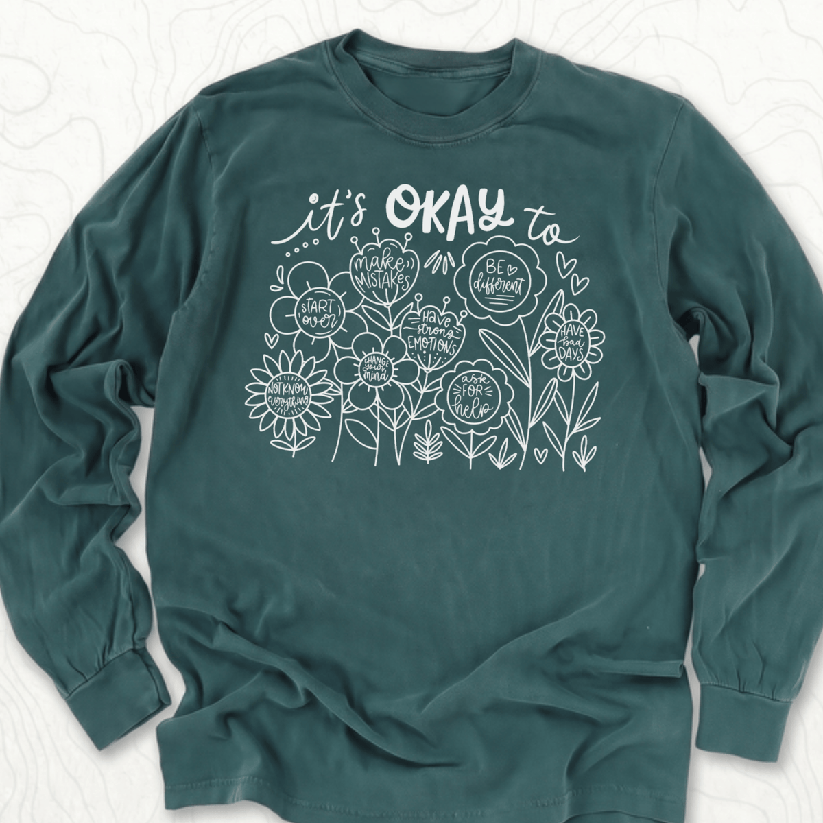 Its Okay LS T-shirt - Blue Spruce