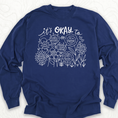 Its Okay LS T-shirt - True Navy
