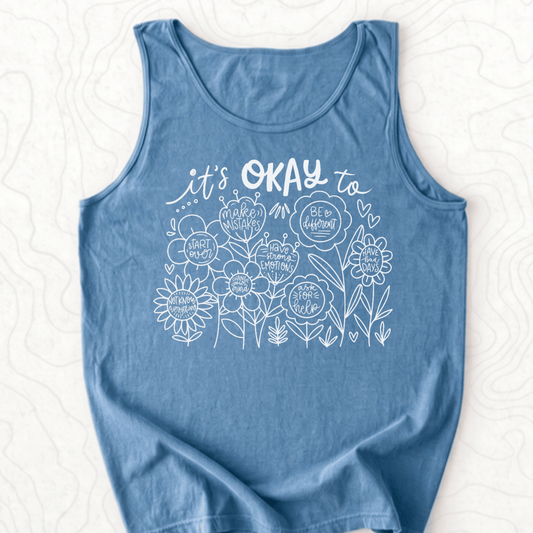Its Okay Tank Top - Blue Jean