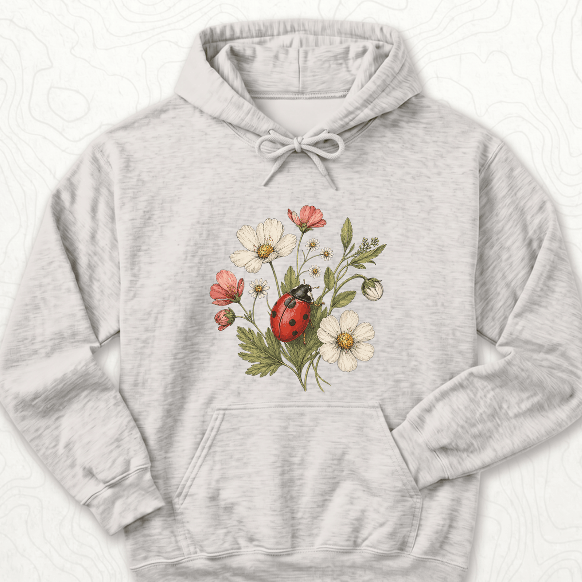 Ladybug Flowers Hoodie - Ash