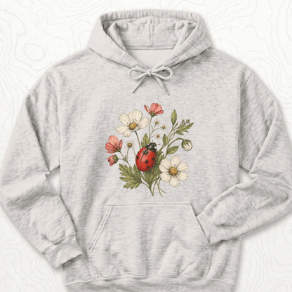 Ladybug Flowers Hoodie - Ash
