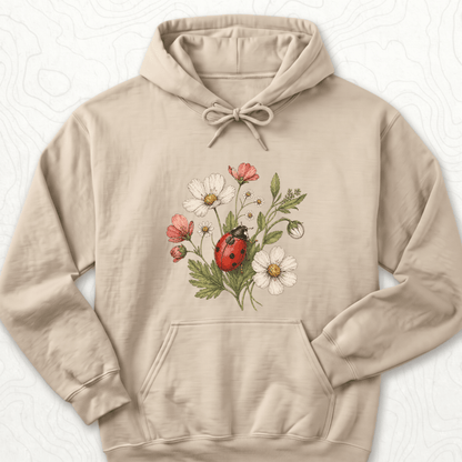 Ladybug Flowers Hoodie - Sand