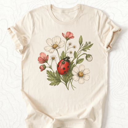 Ladybug Flowers Tee - Natural