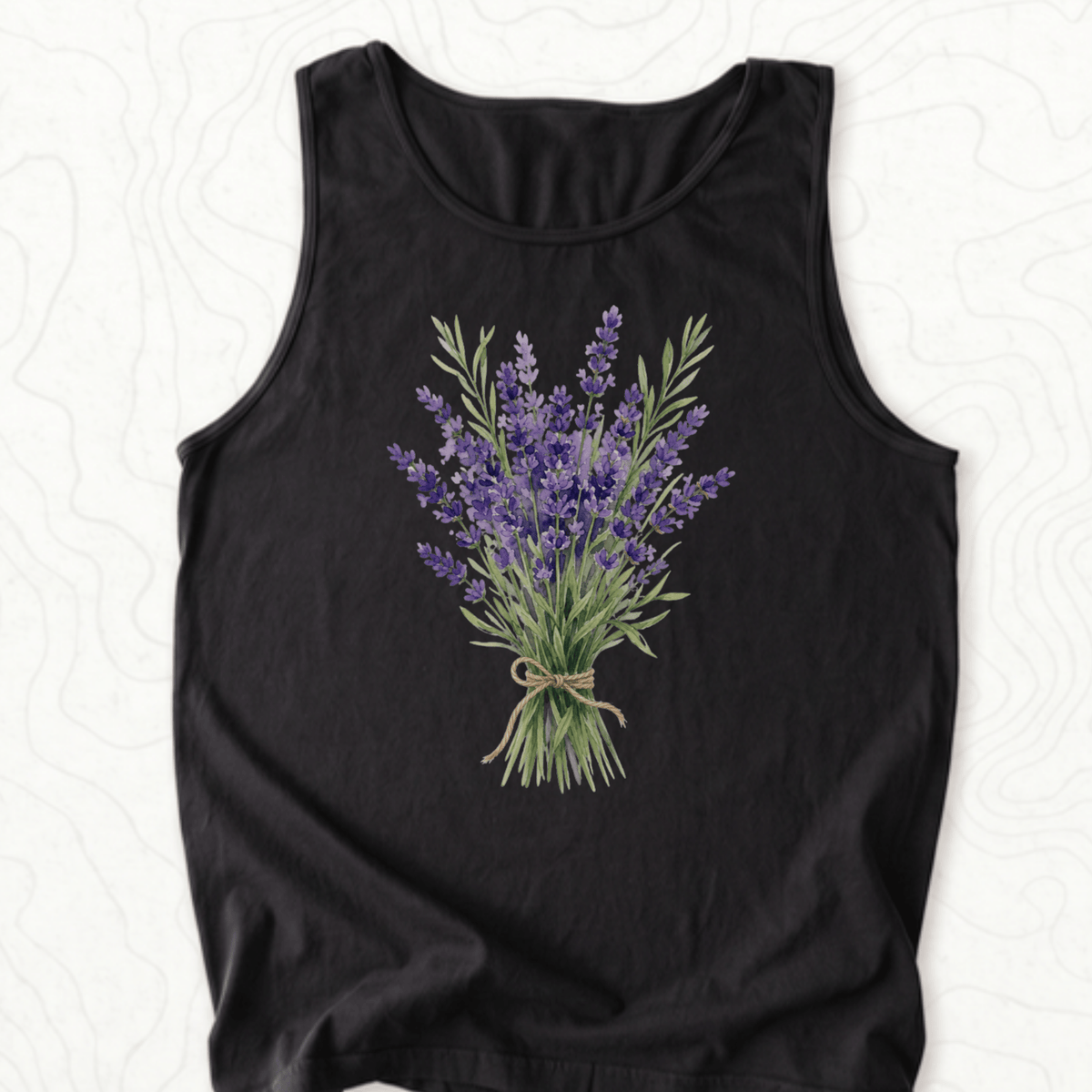 Lavender Bouquet Tank Top - Black