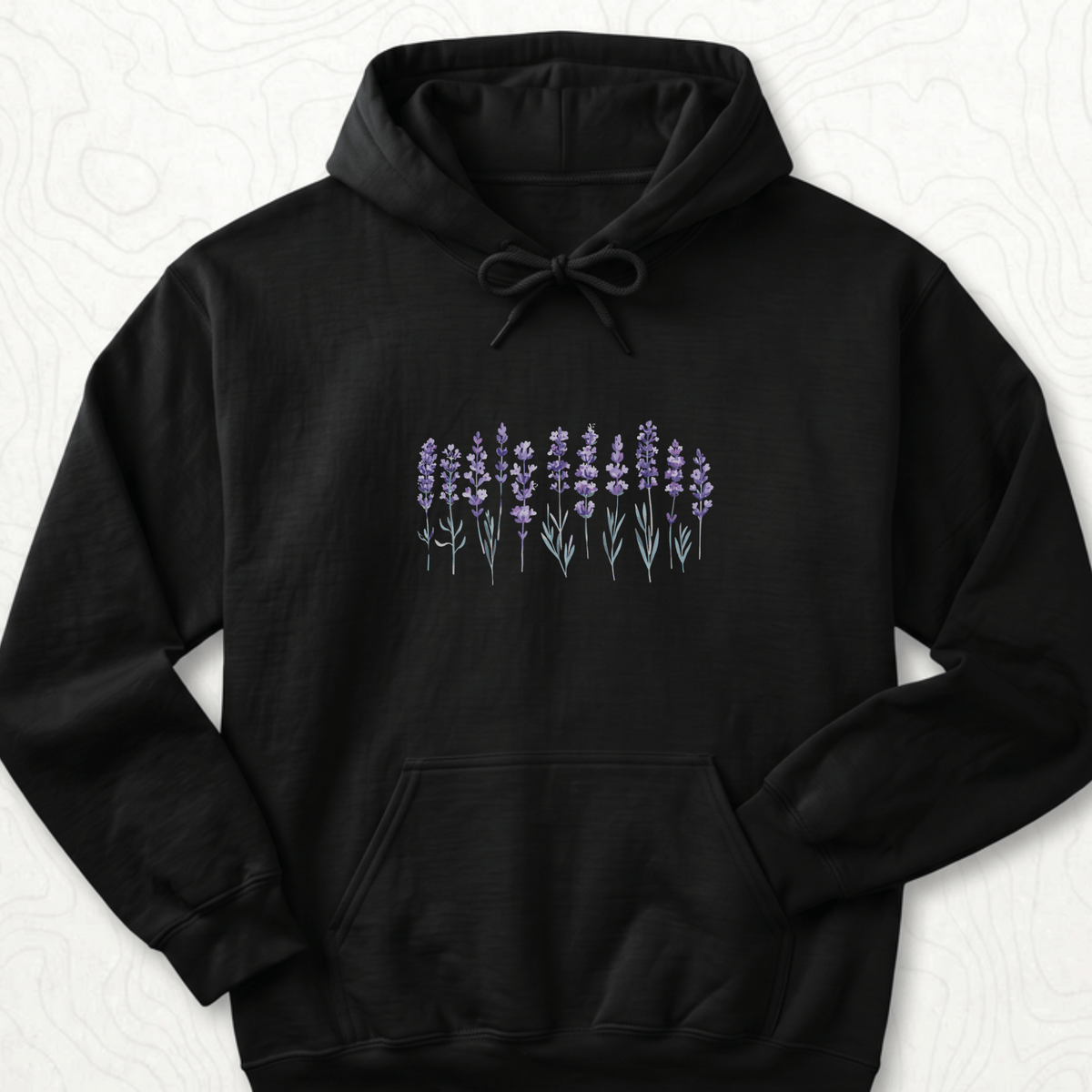 Lavender Flowers Hoodie - Black