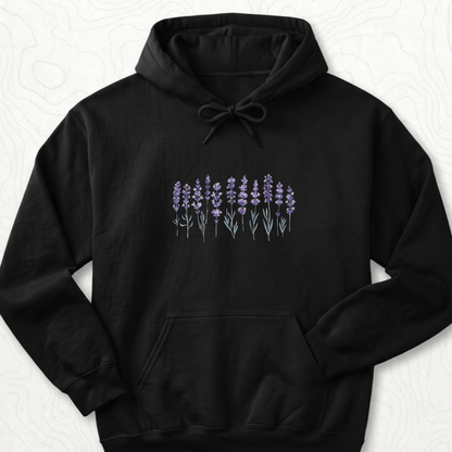 Lavender Flowers Hoodie - Black
