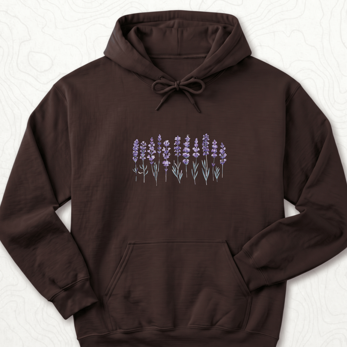 Lavender Flowers Hoodie - Dark Chocolate