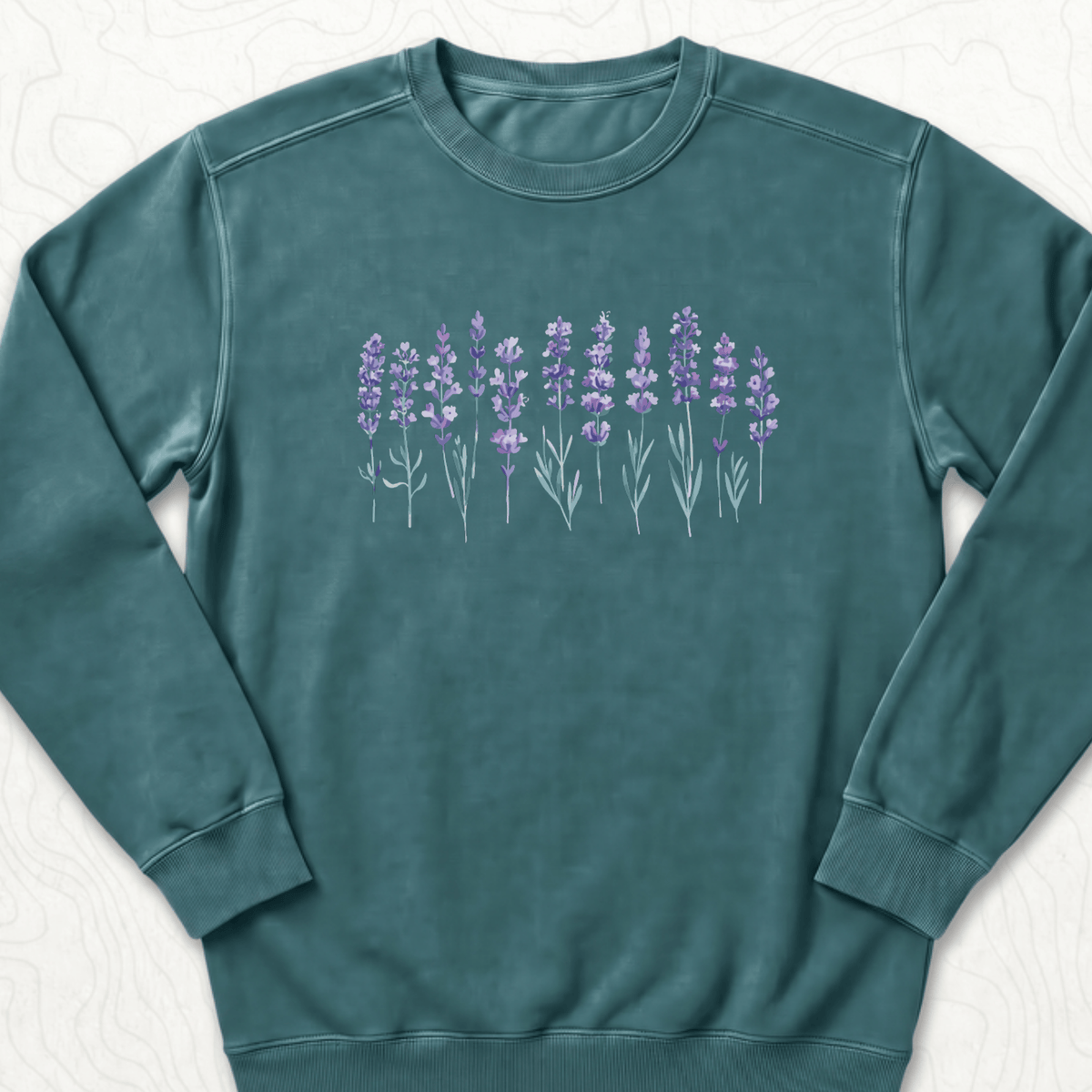 Lavender Flowers Sweatshirt - Blue Spruce