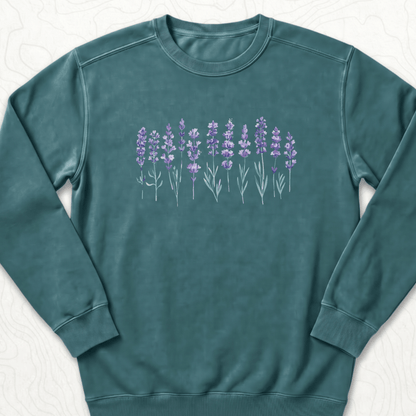 Lavender Flowers Sweatshirt - Blue Spruce